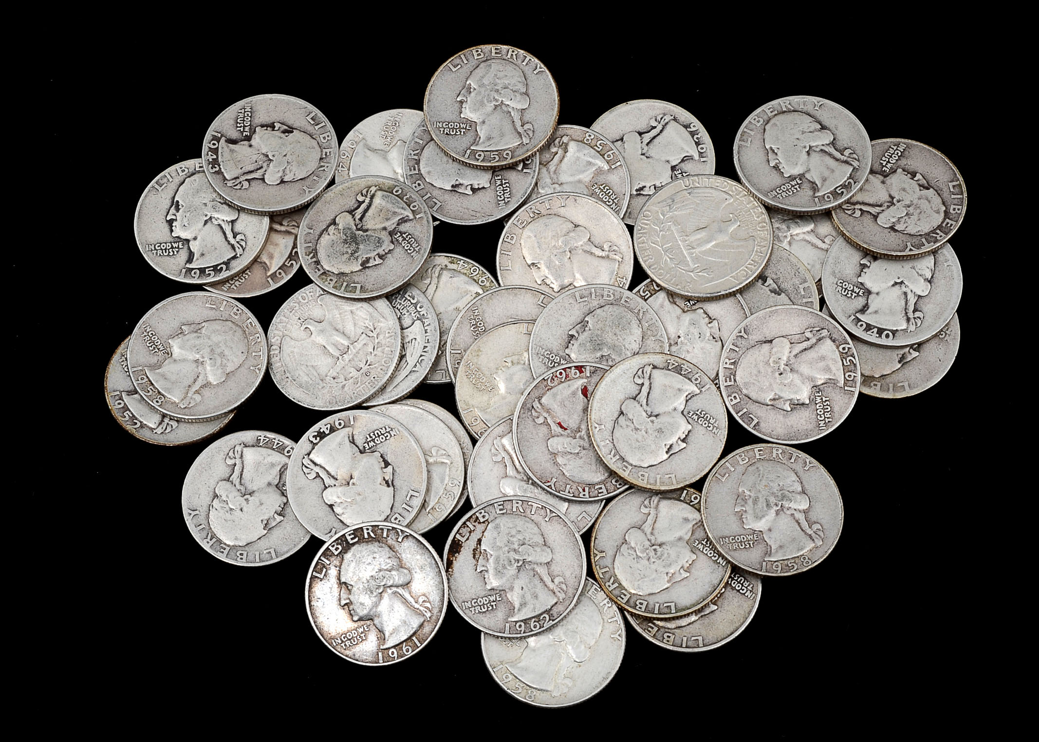 Forty Unsearched Silver Washington Quarters