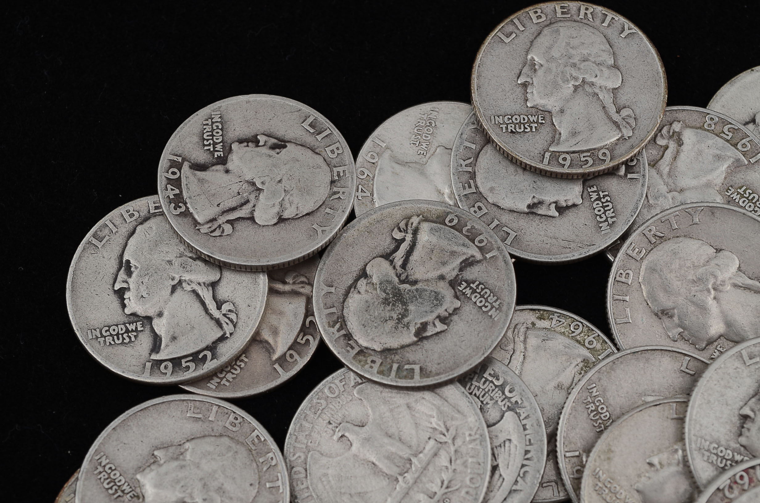 Forty Unsearched Silver Washington Quarters