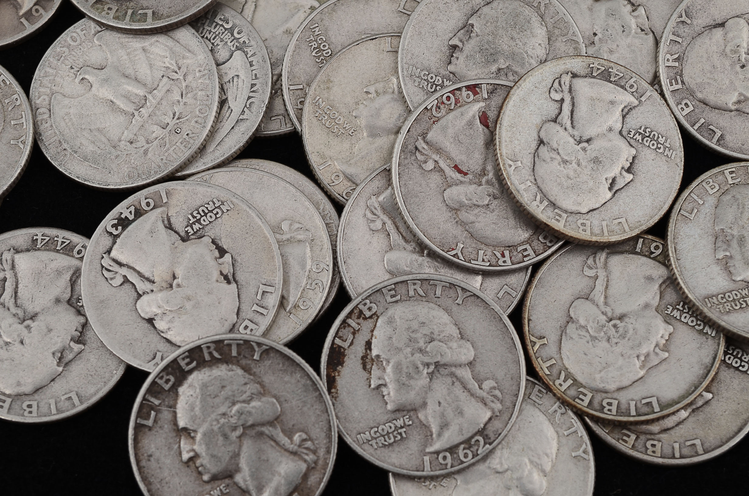 Forty Unsearched Silver Washington Quarters