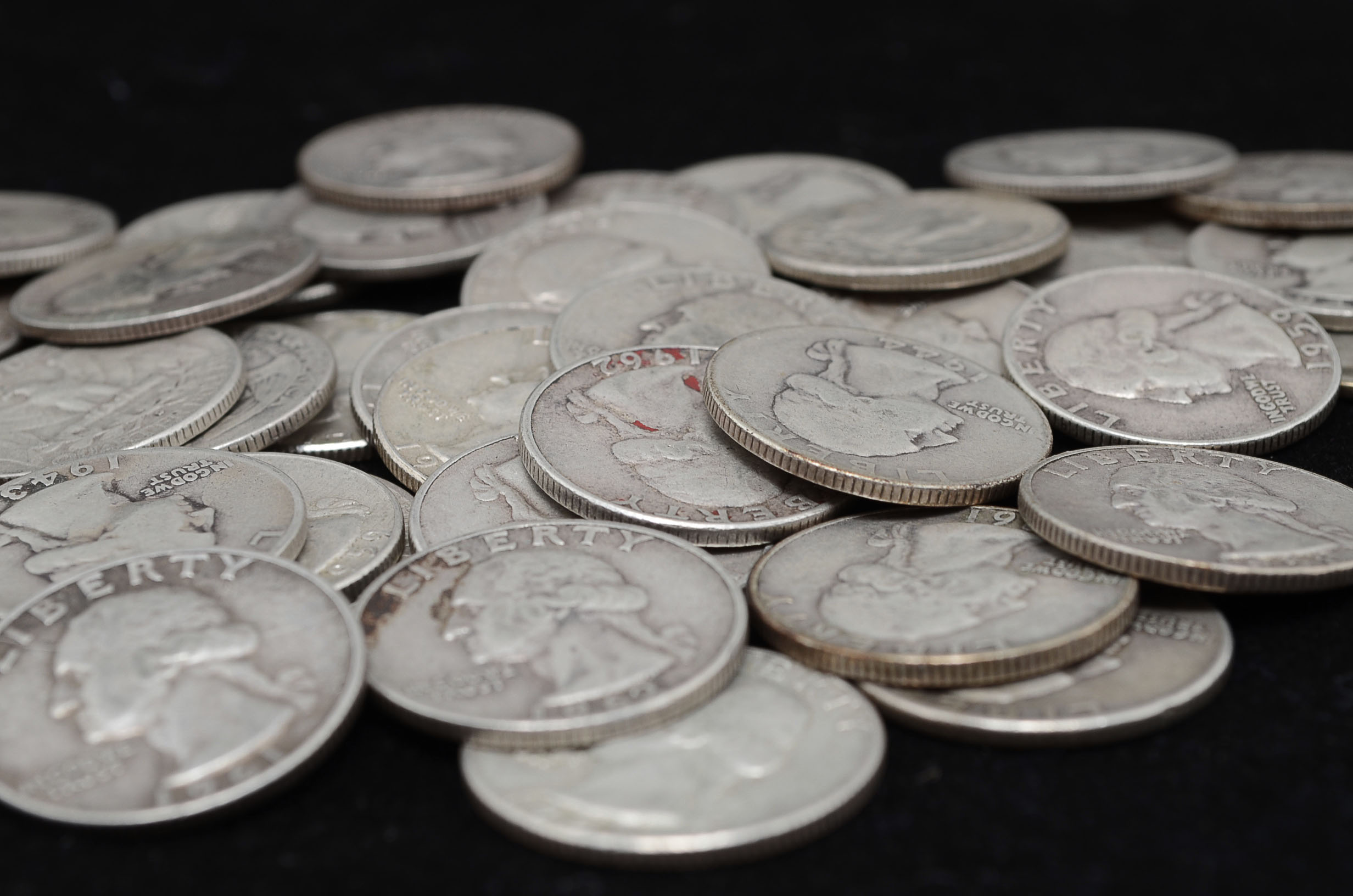 Forty Unsearched Silver Washington Quarters