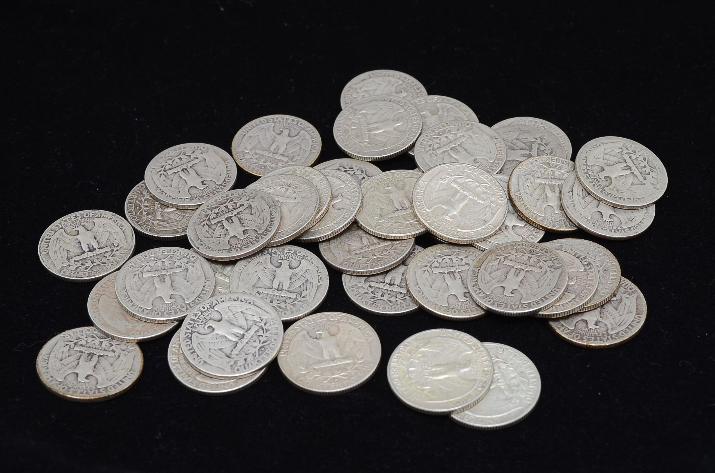 Forty Unsearched Silver Washington Quarters