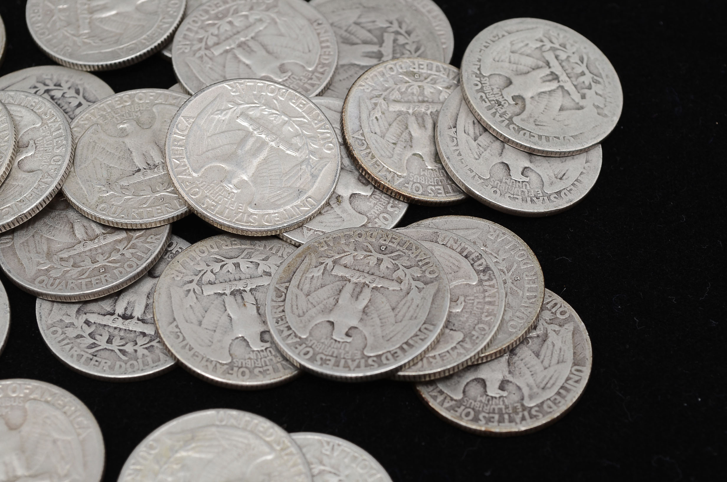 Forty Unsearched Silver Washington Quarters