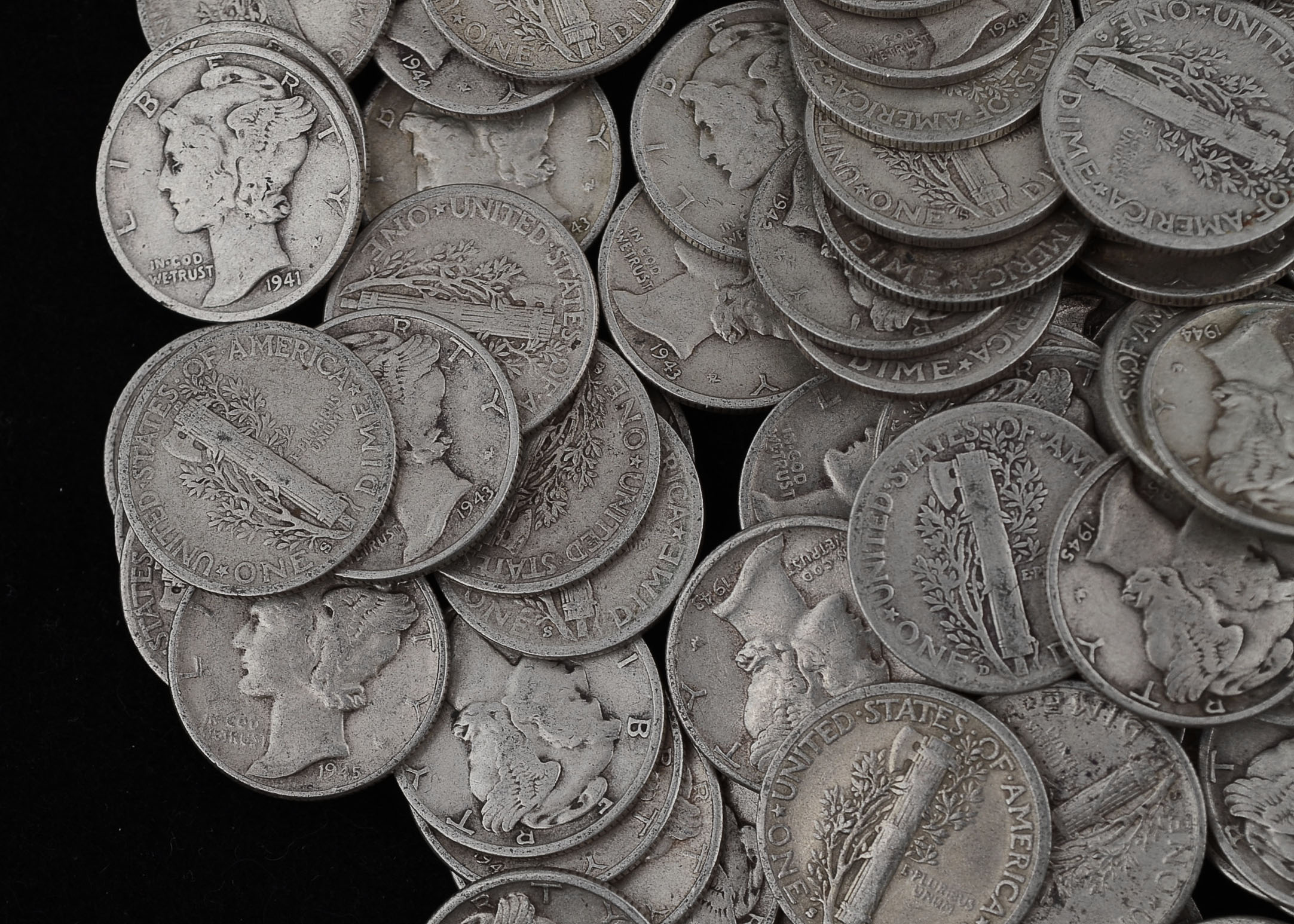 One Hundred Unsearched Silver Mercury Dimes