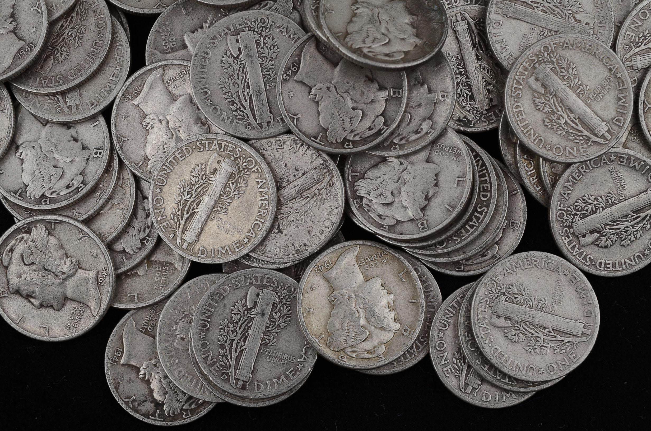 One Hundred Unsearched Silver Mercury Dimes