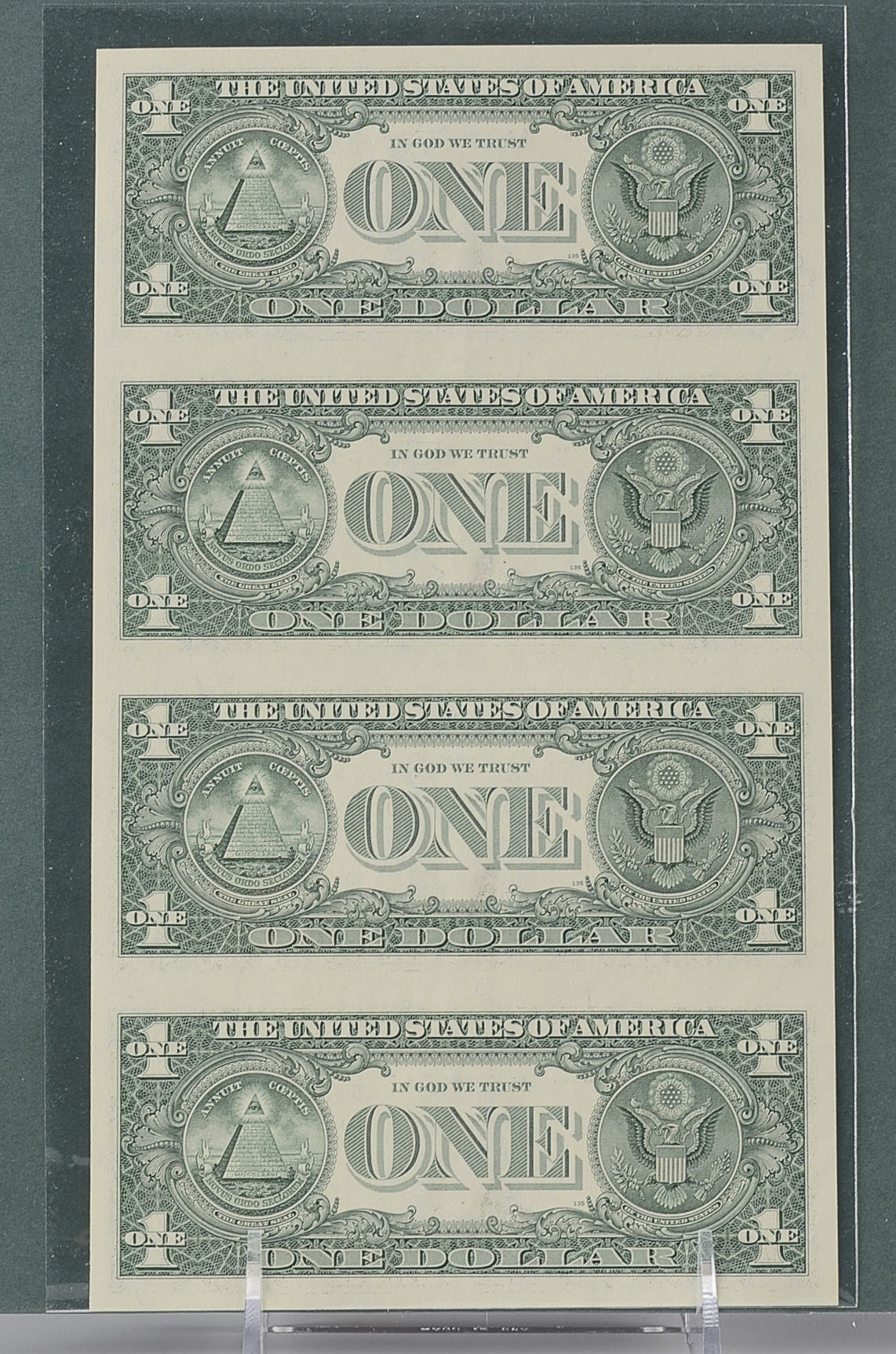U.S. Mint Uncut One Dollar Bill Sheet