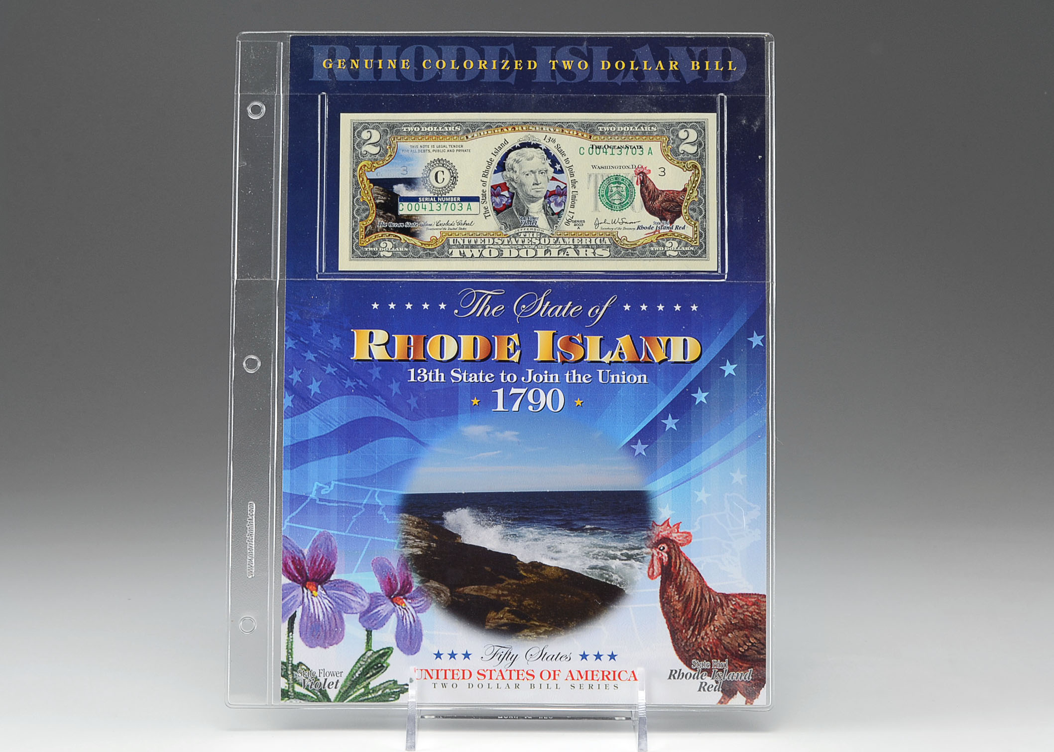 Colorized 2003 U.S. Two Dollar Bill