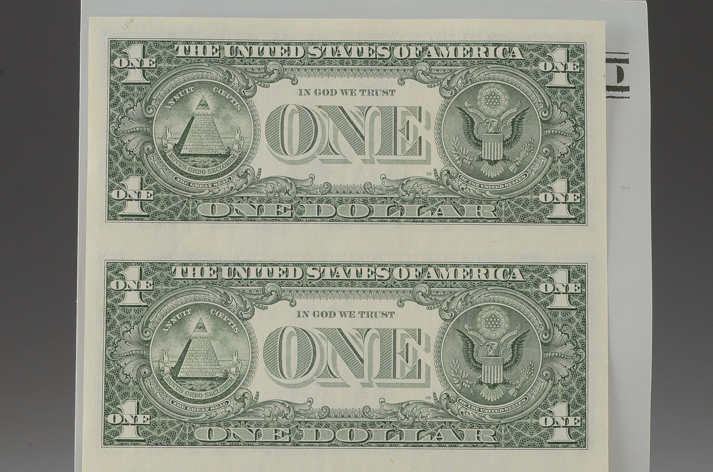 U.S. Mint Uncut One Dollar Bill Sheet
