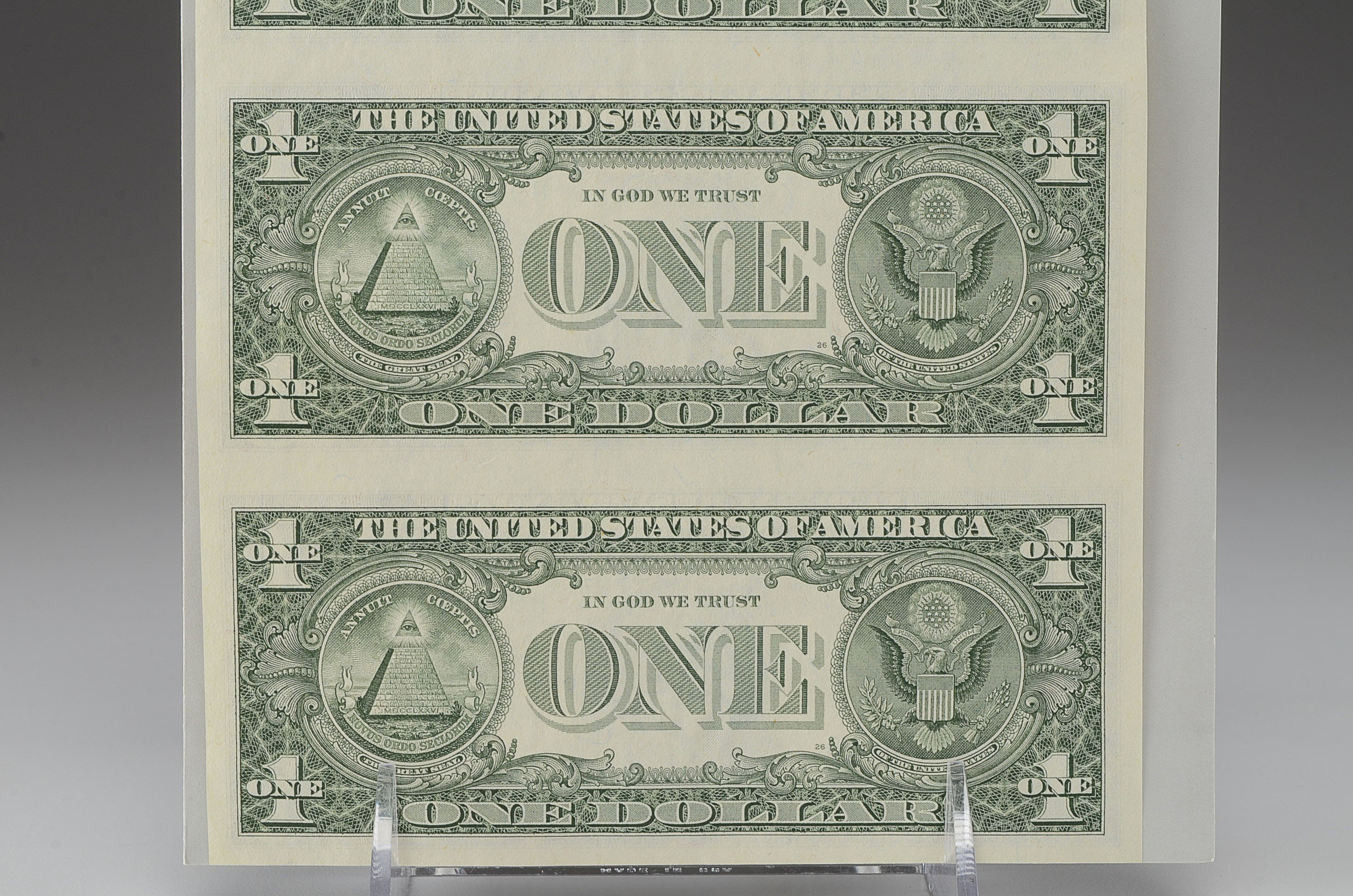 U.S. Mint Uncut One Dollar Bill Sheet