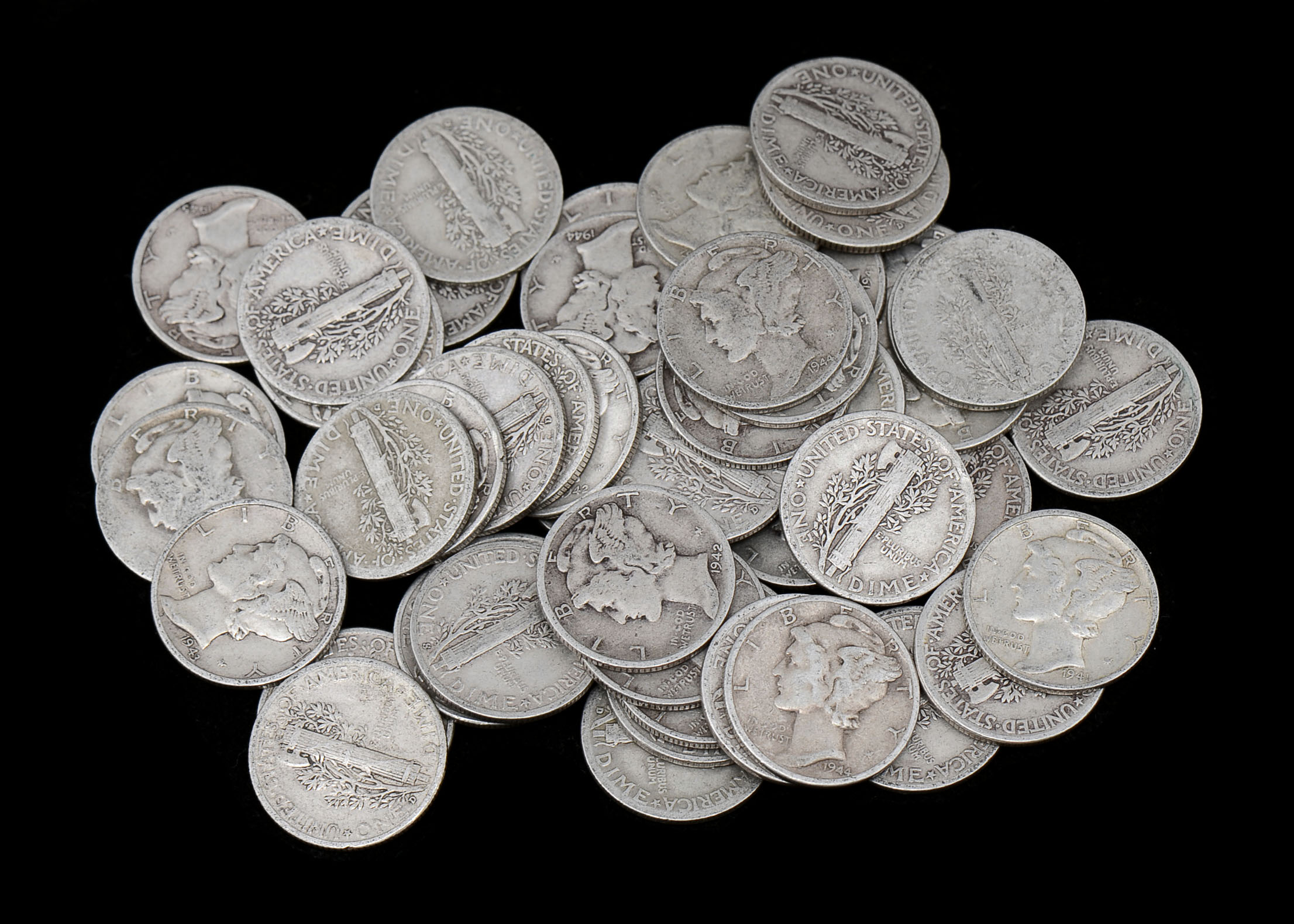 Group of (50) Unsearched Silver Mercury Dimes