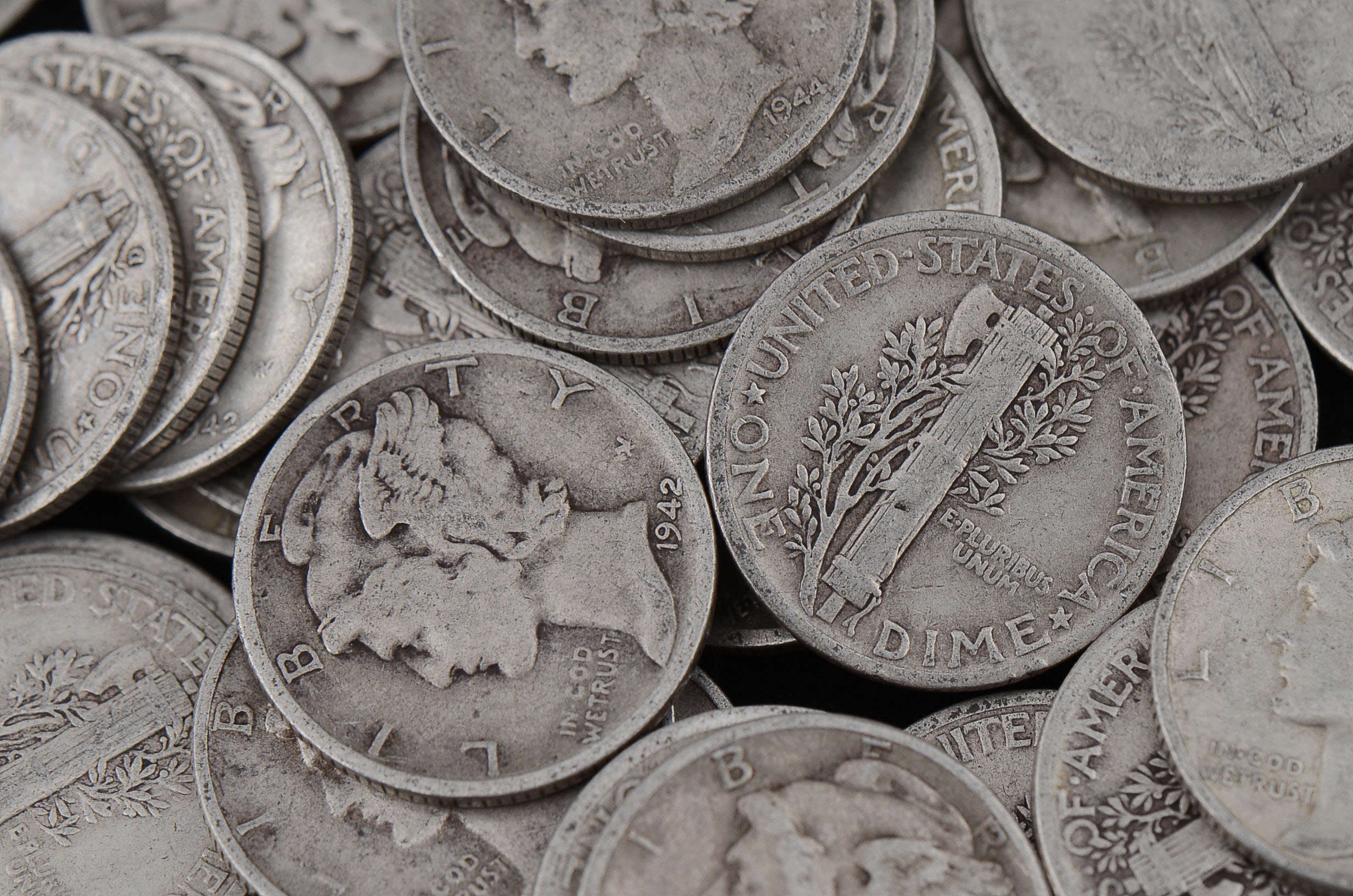 Group of (50) Unsearched Silver Mercury Dimes