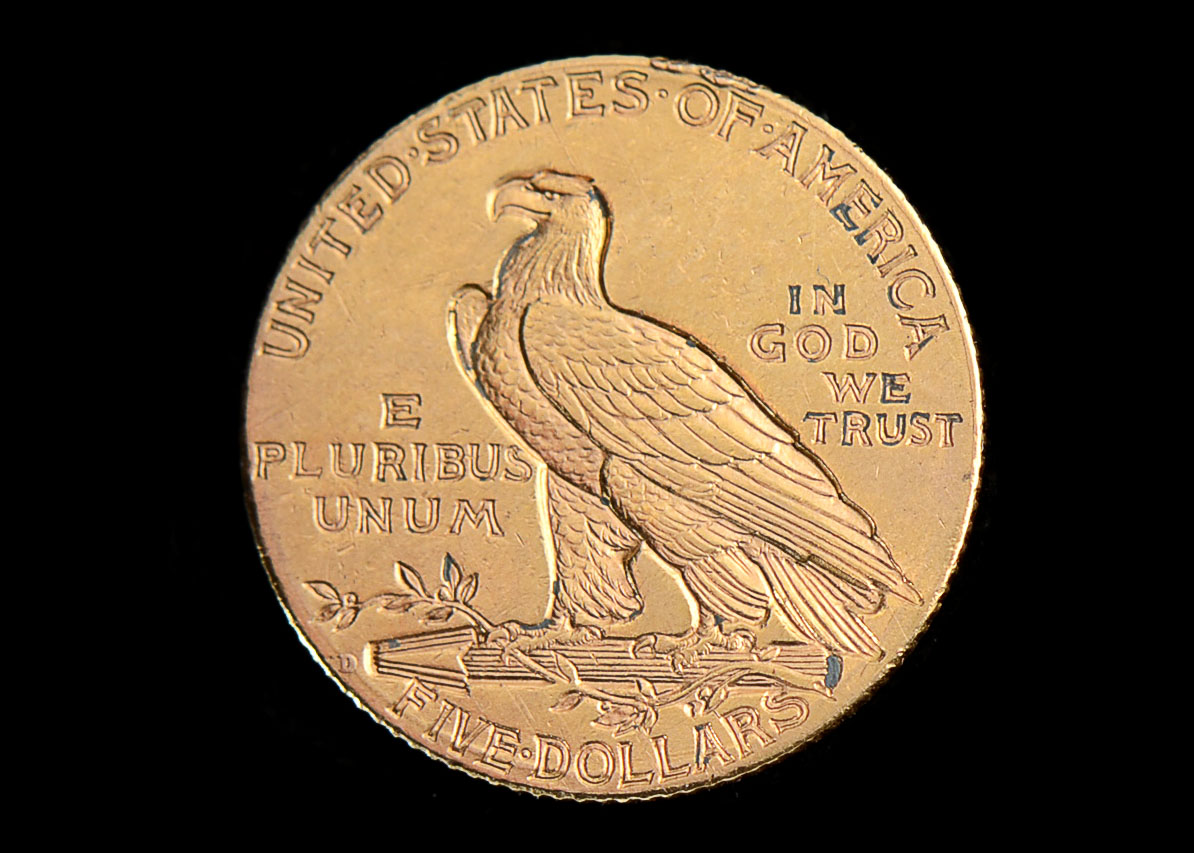 1909 D Indian Head Five Dollar Gold Coin