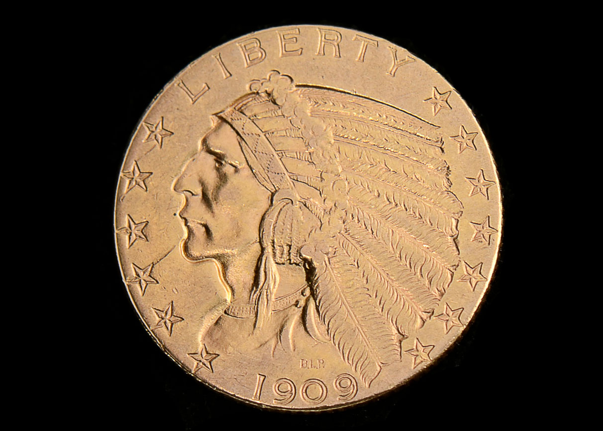 1909 D Indian Head Five Dollar Gold Coin