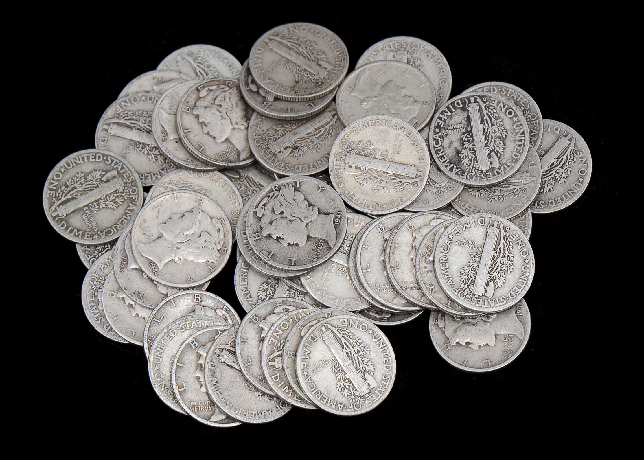 Group of (50) Unsearched Silver Mercury Dimes