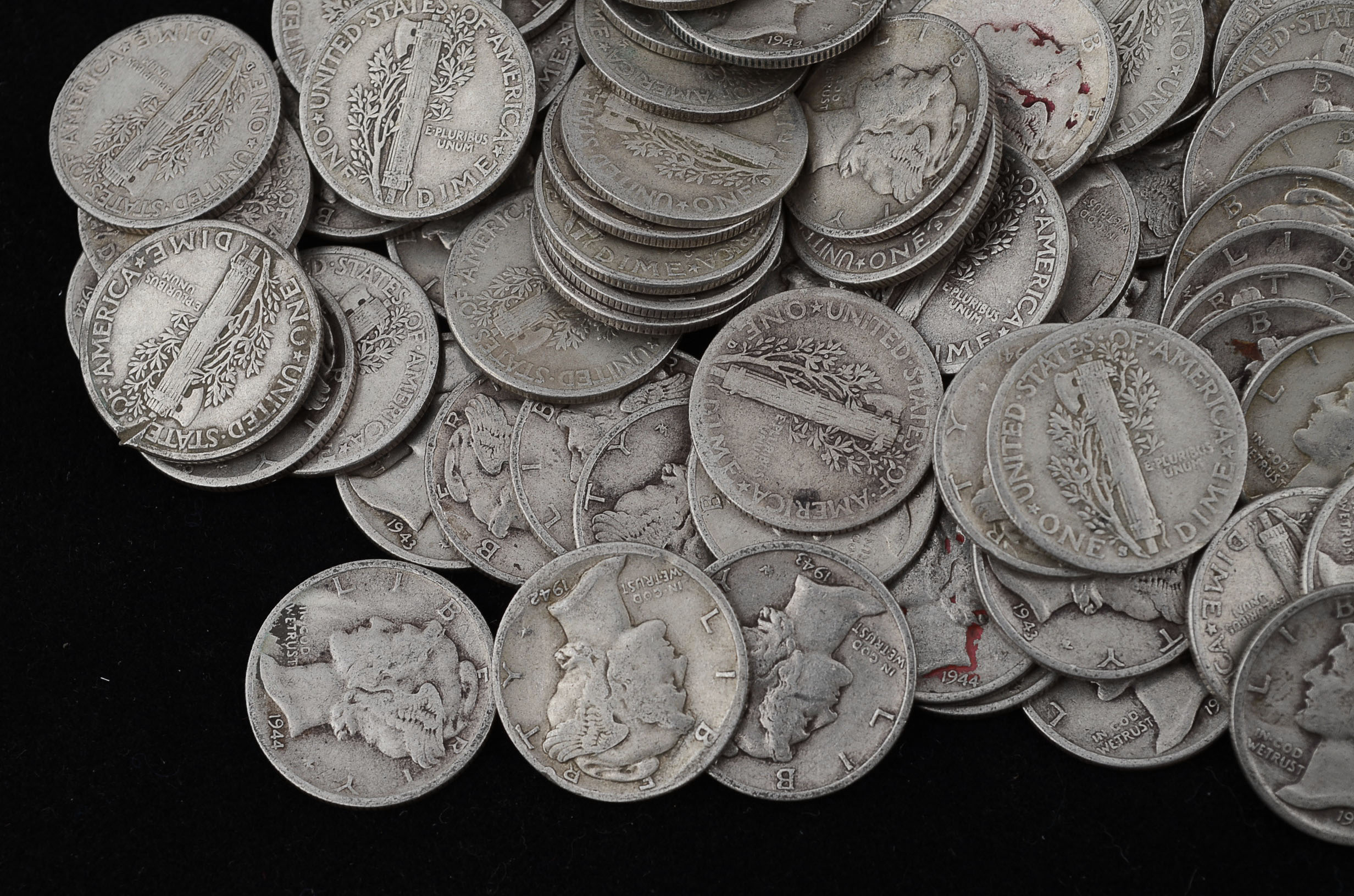 One Hundred Unsearched Silver Mercury Dimes