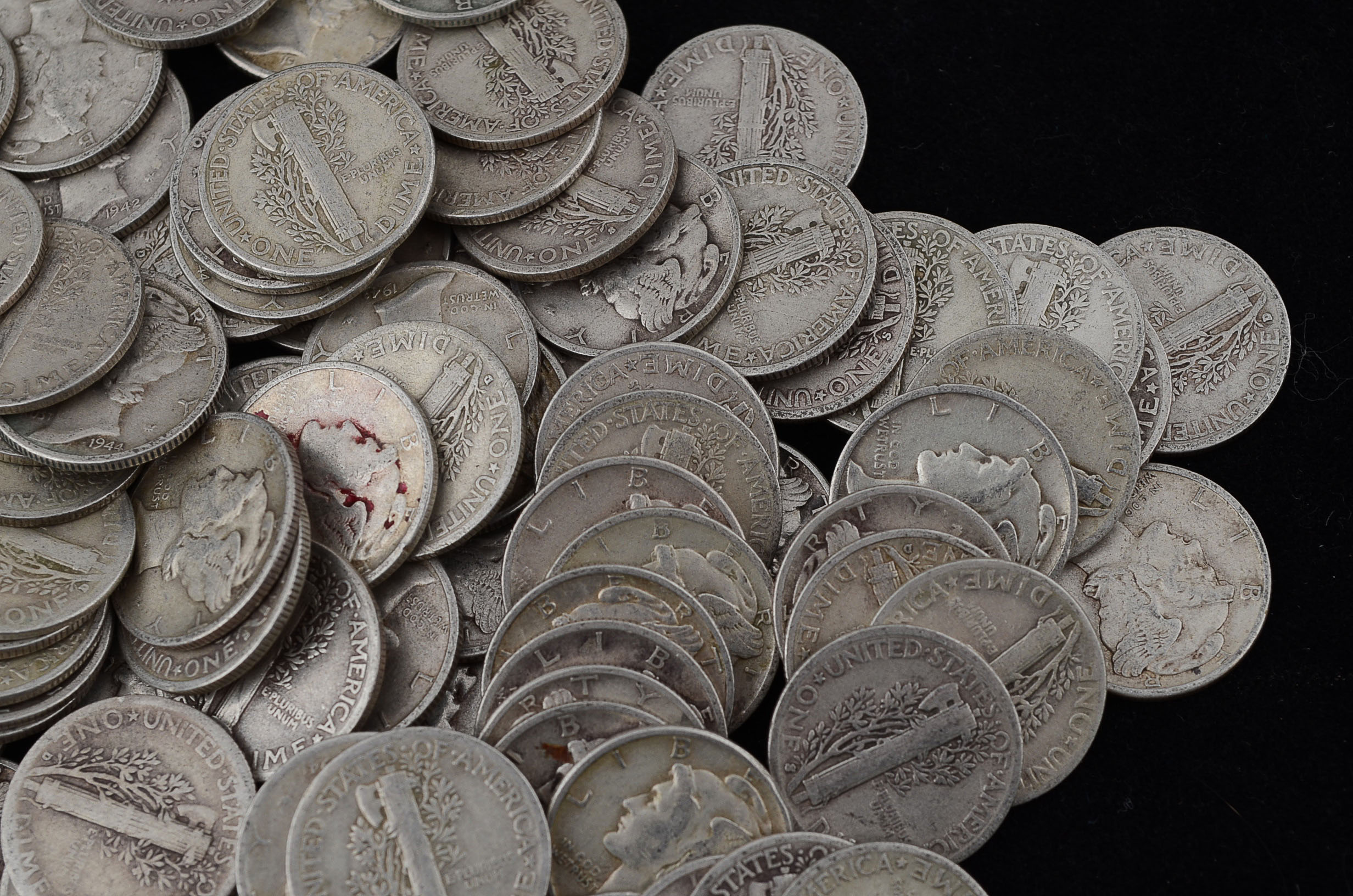 One Hundred Unsearched Silver Mercury Dimes