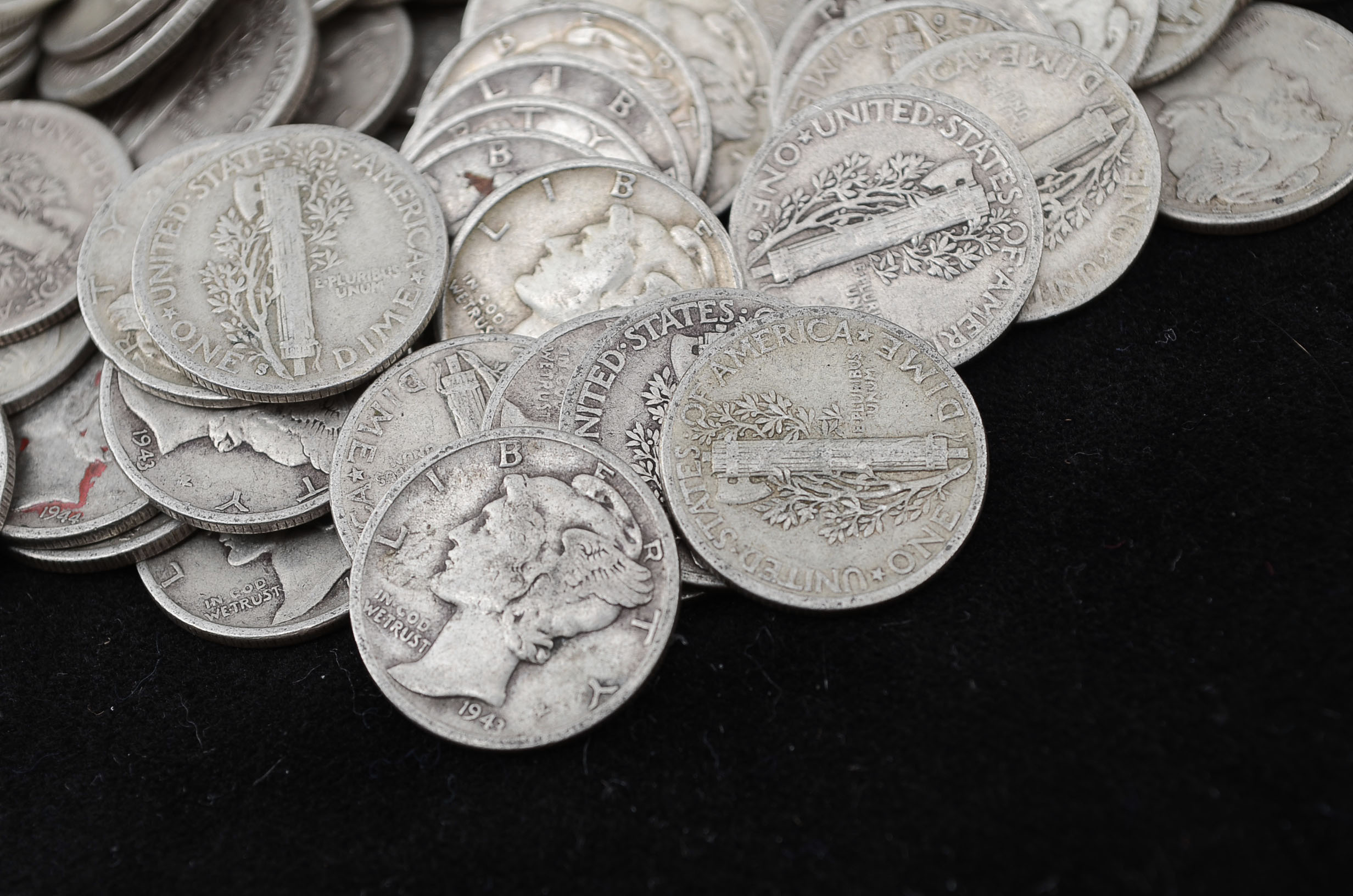 One Hundred Unsearched Silver Mercury Dimes