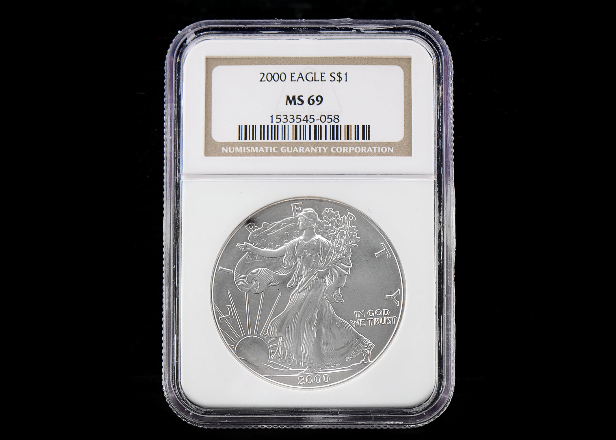 2000 One Dollar U.S. Silver Eagle NGC MS69