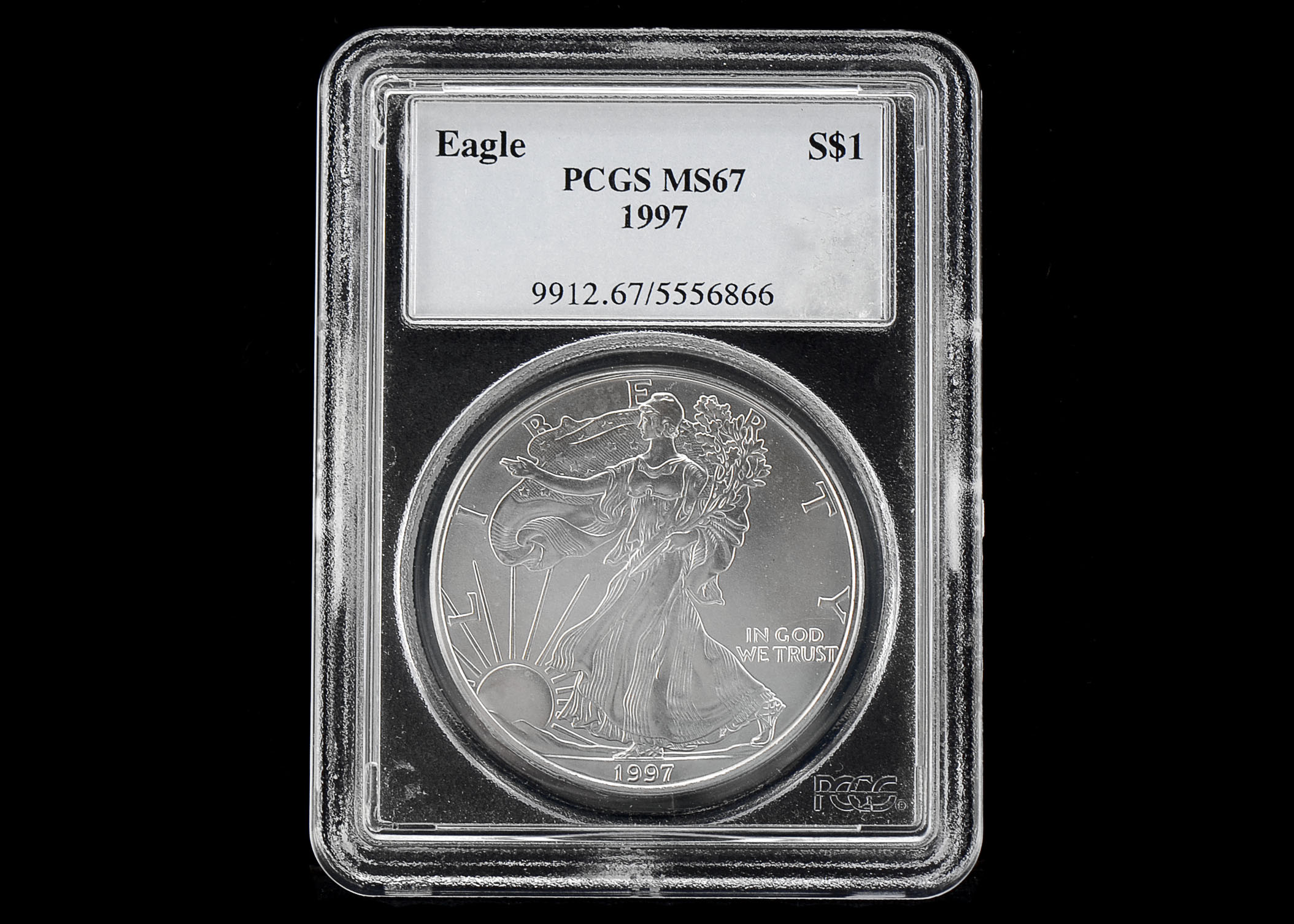 1997 One Dollar U.S. Silver Eagle PCGS MS67