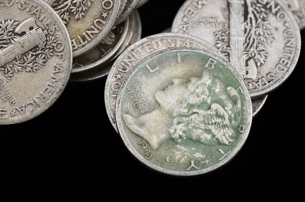 Fifty-Eight Unsearched Silver Mercury Dimes