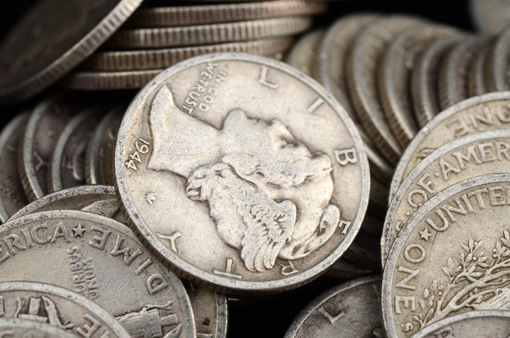Fifty-Eight Unsearched Silver Mercury Dimes