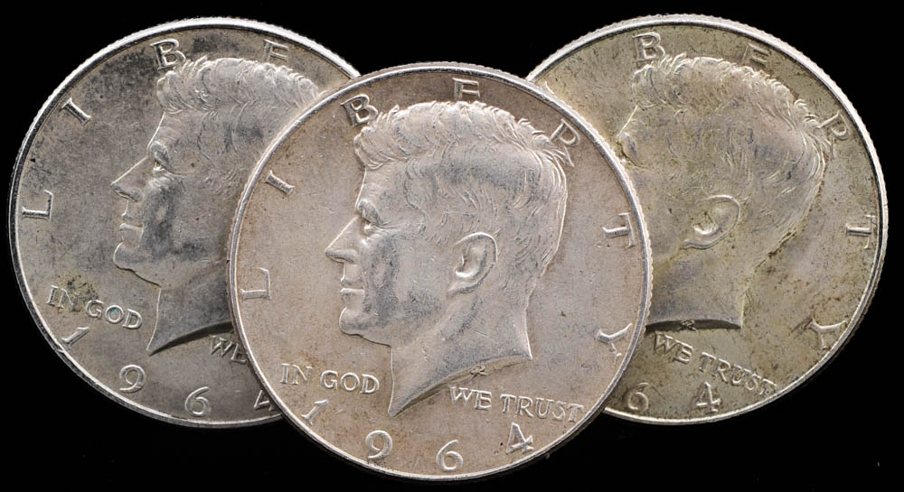Eight 1964 JFK Silver Half Dollars