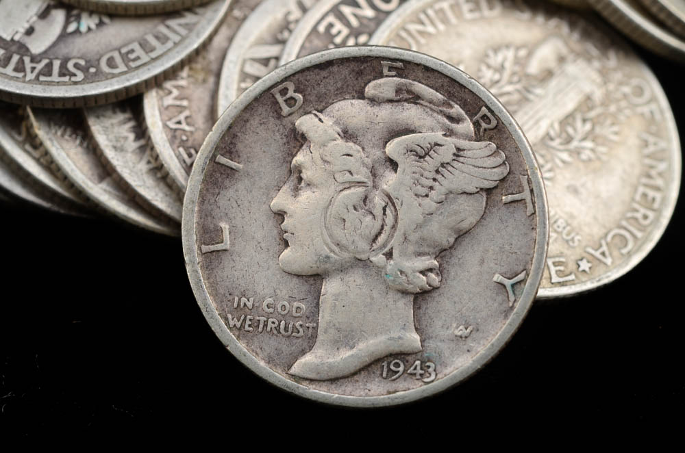 One Hundred Unsearched Silver Mercury Dimes