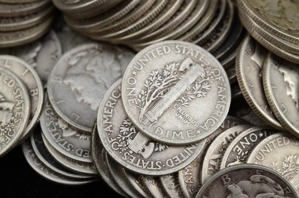 One Hundred Unsearched Silver Mercury Dimes