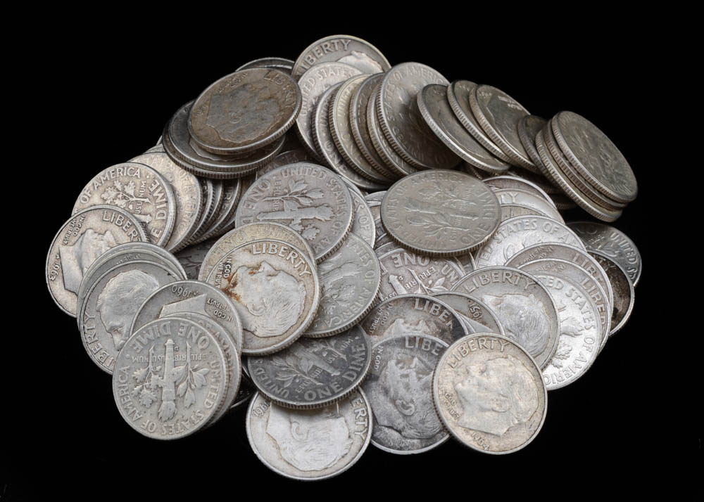 One Hundred Unsearched Silver Roosevelt Dimes