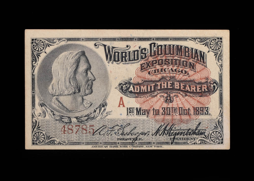 1893 World's Columbian Exposition Admission Ticket