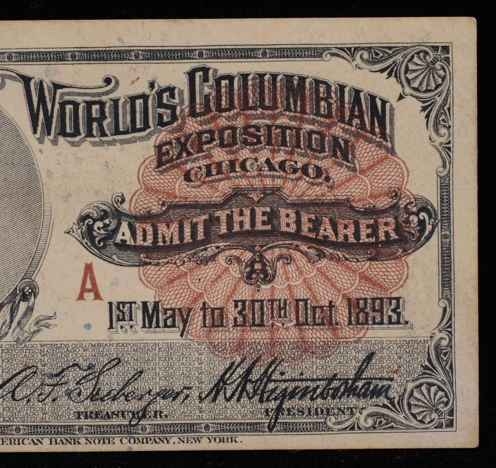 1893 World's Columbian Exposition Admission Ticket