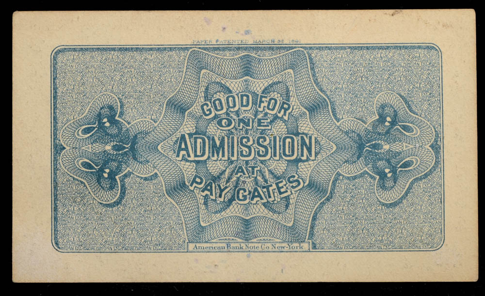 1893 World's Columbian Exposition Admission Ticket