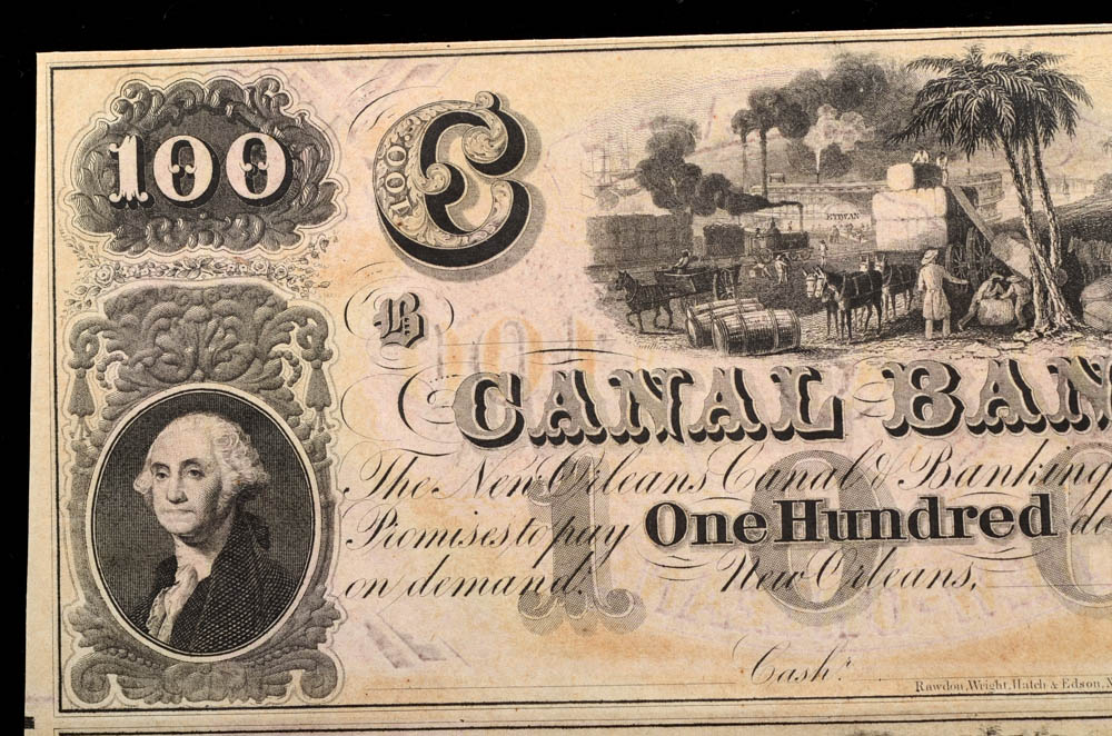 Uncut Sheet of Four One Hundred Dollar New Orleans Notes