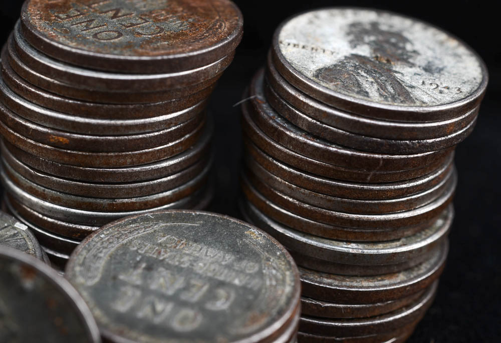 Group of (50) 1943 Lincoln Head Wheat Wartime Steel Pennies