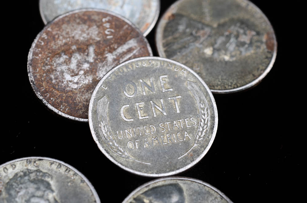 Group of (50) 1943 Lincoln Head Wheat Wartime Steel Pennies