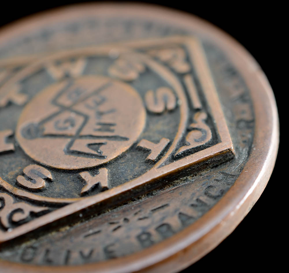 1846 Braided Hair Large Cent With Masonic Symbol