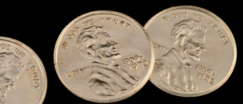 3 Miniature Commemorative 14K Gold Lincoln Memorial Cents