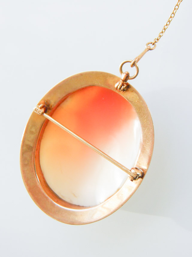 10K and 14K Gold Shell Cameo Pendant Brooch