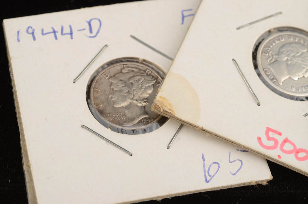 Group of Seven Silver American Dimes