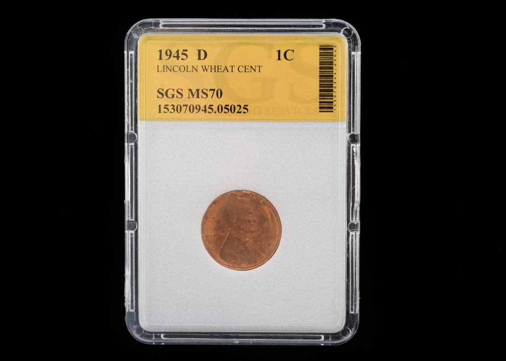 Graded 1945 D Lincoln Cent