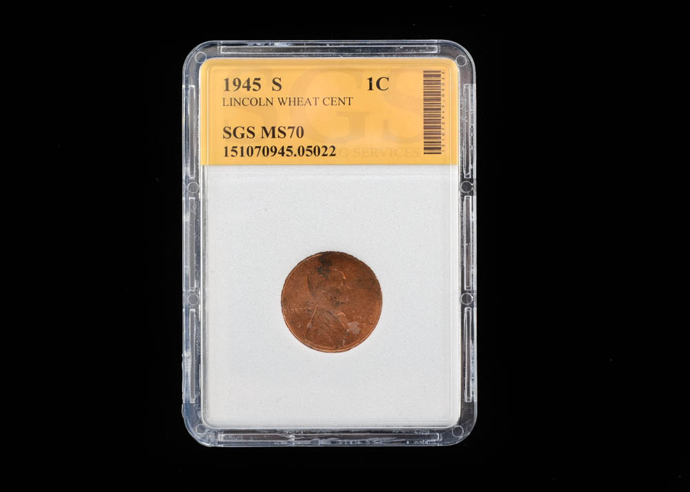 Graded 1945 S Lincoln Cent
