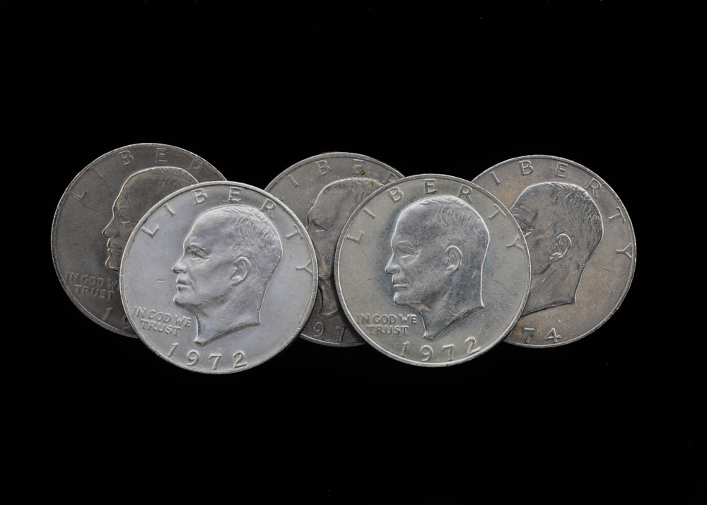 Group of Five Eisenhower dollars