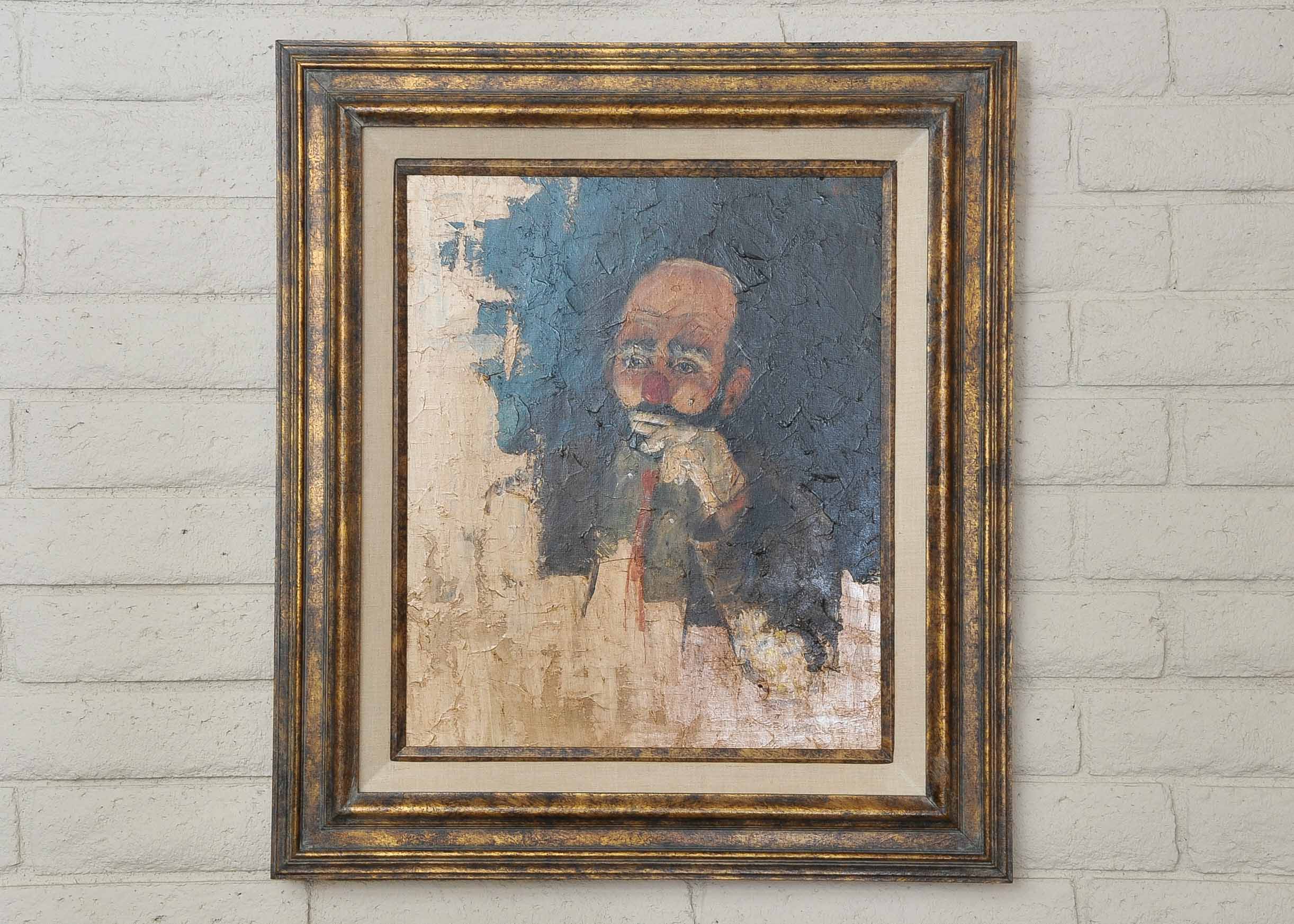 Oil on Canvas Painting of Pensive Clown