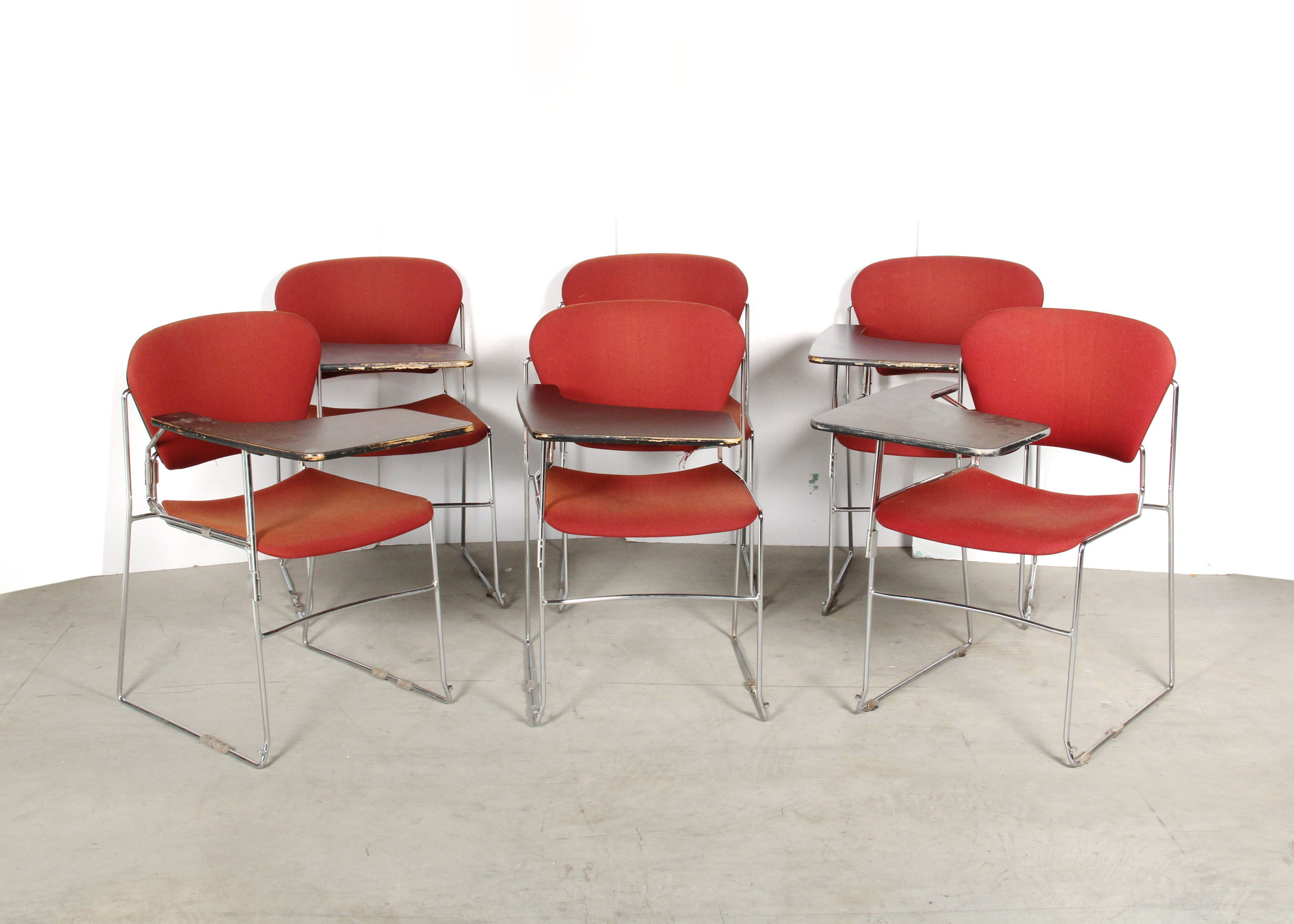 Six Vintage University Desk Chairs