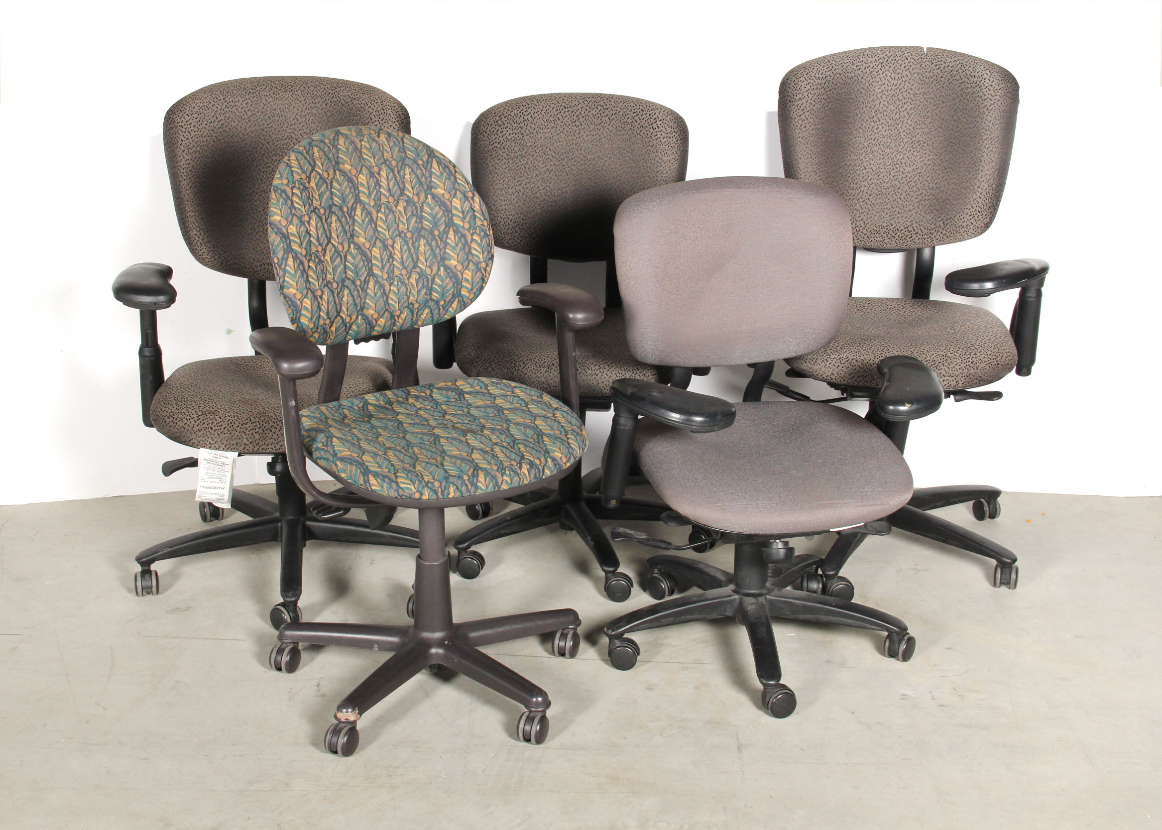Set of Swivel Arm Office Chairs