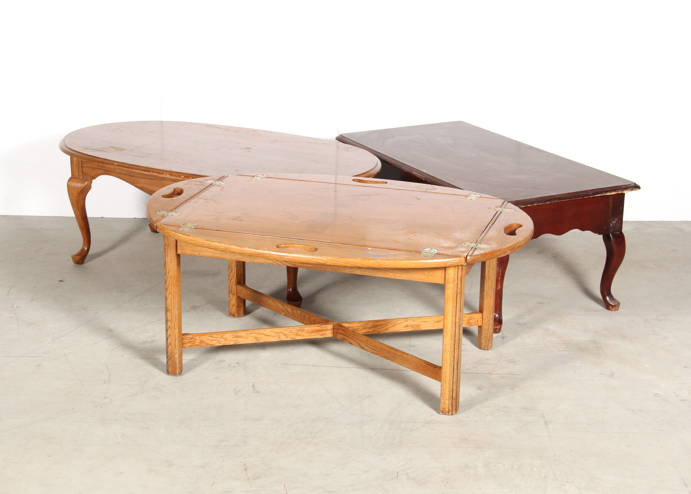 Trio of Wood Veneer Coffee Tables
