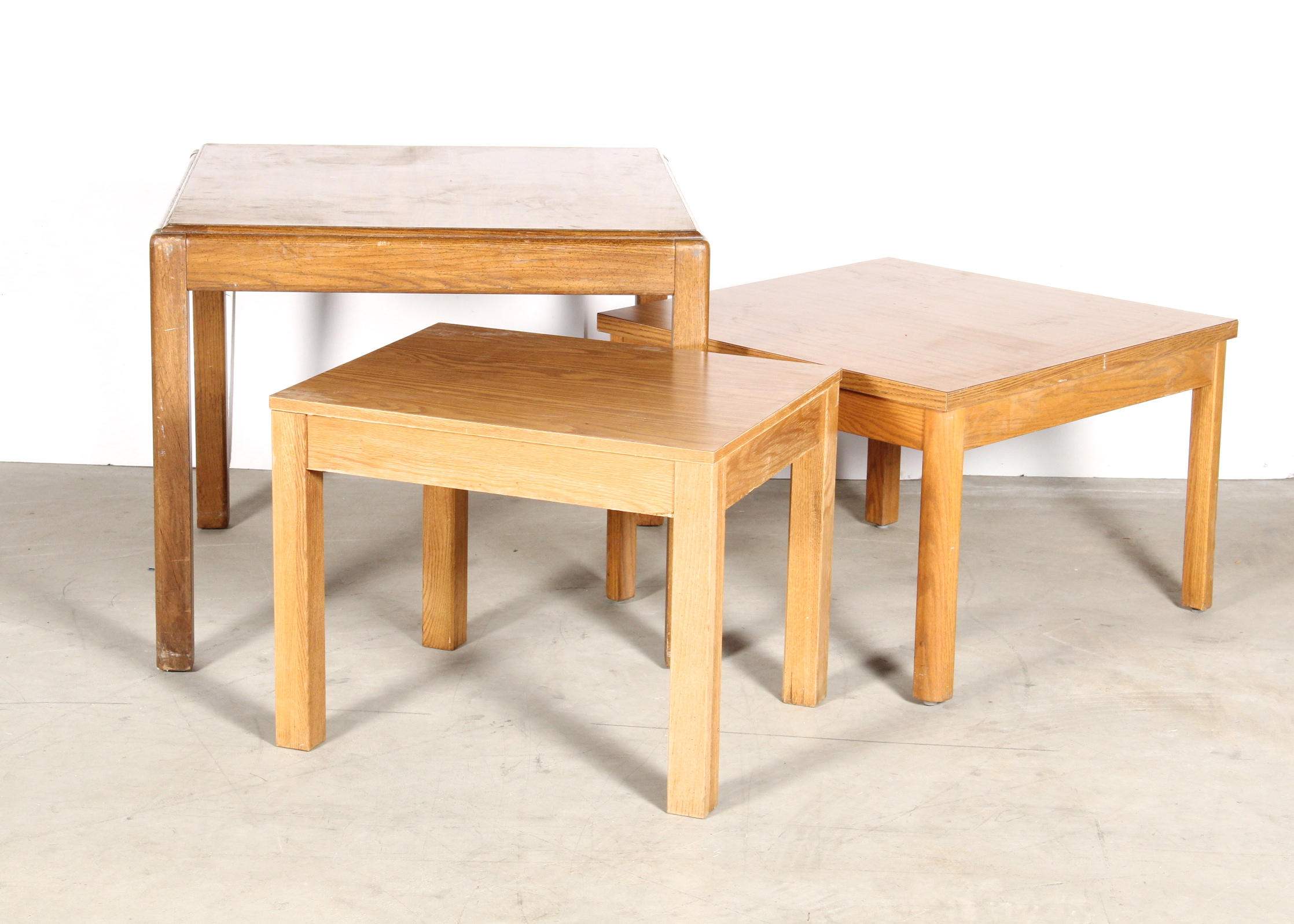 Trio of Wood Veneer Tables