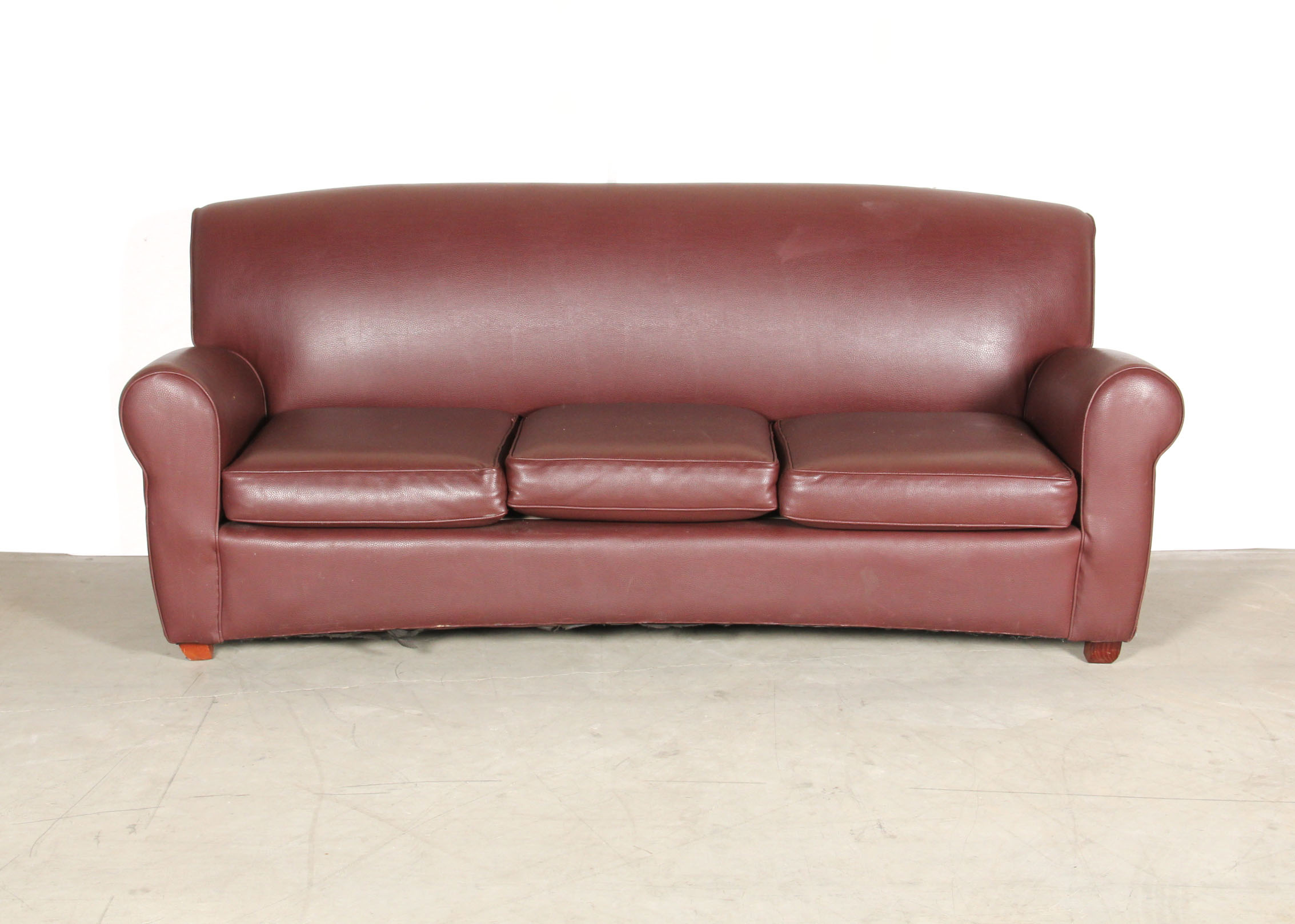 Edwards Furniture Maroon Leatherette Sofa