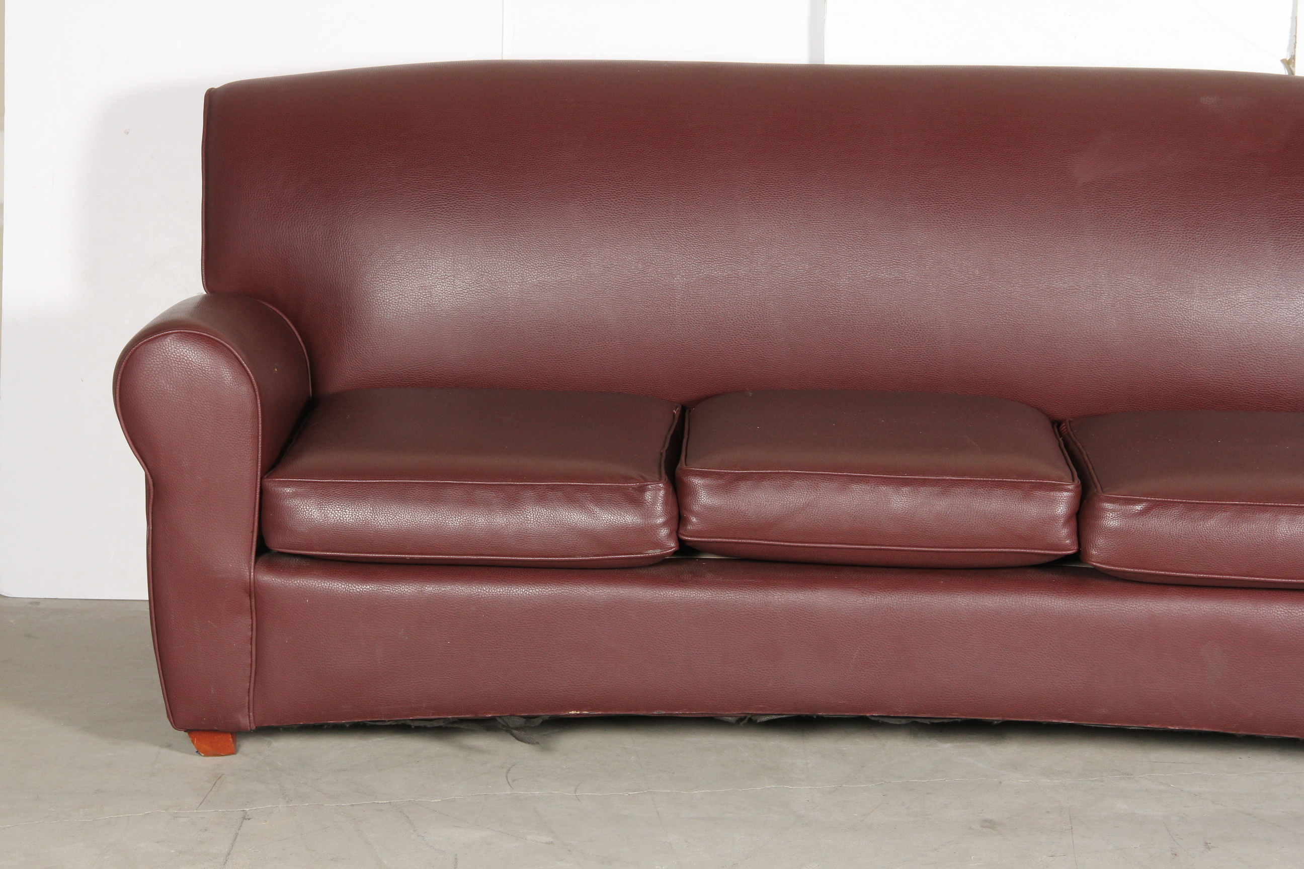 Edwards Furniture Maroon Leatherette Sofa
