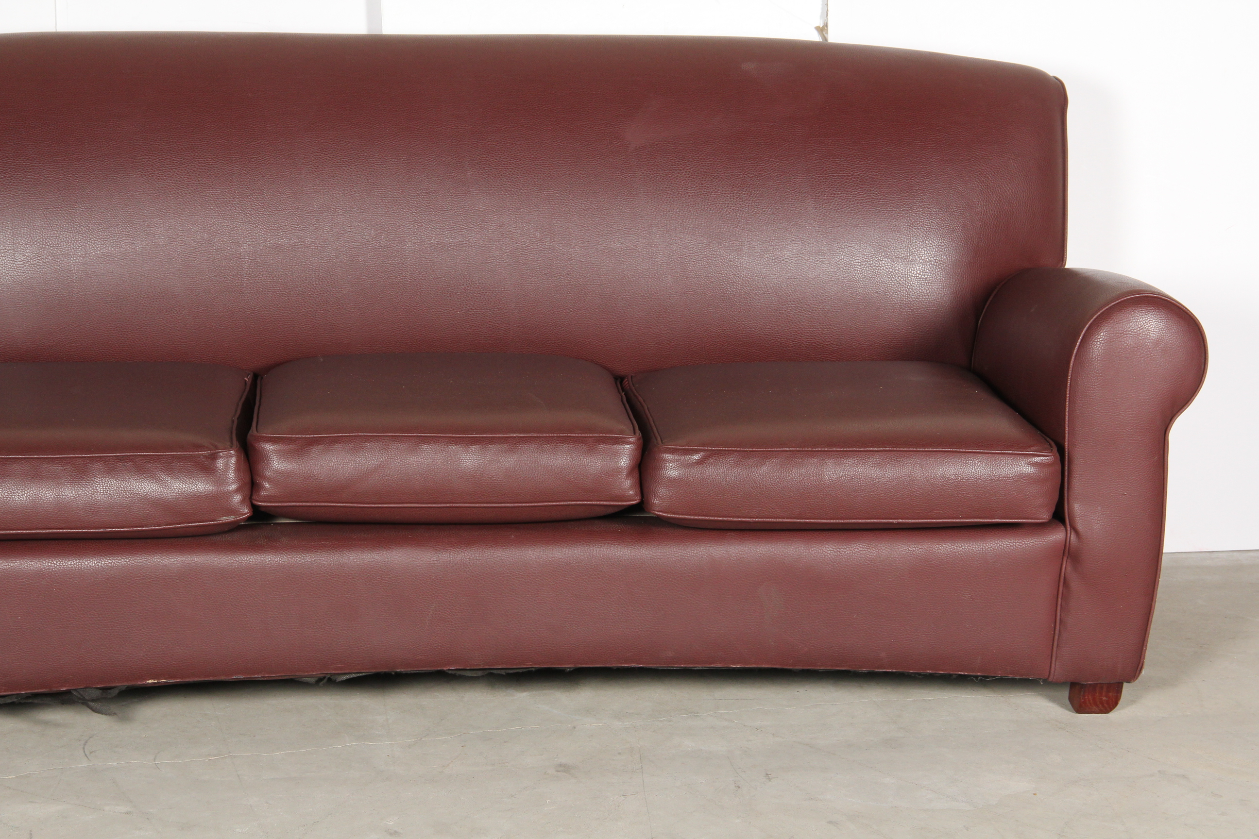 Edwards Furniture Maroon Leatherette Sofa