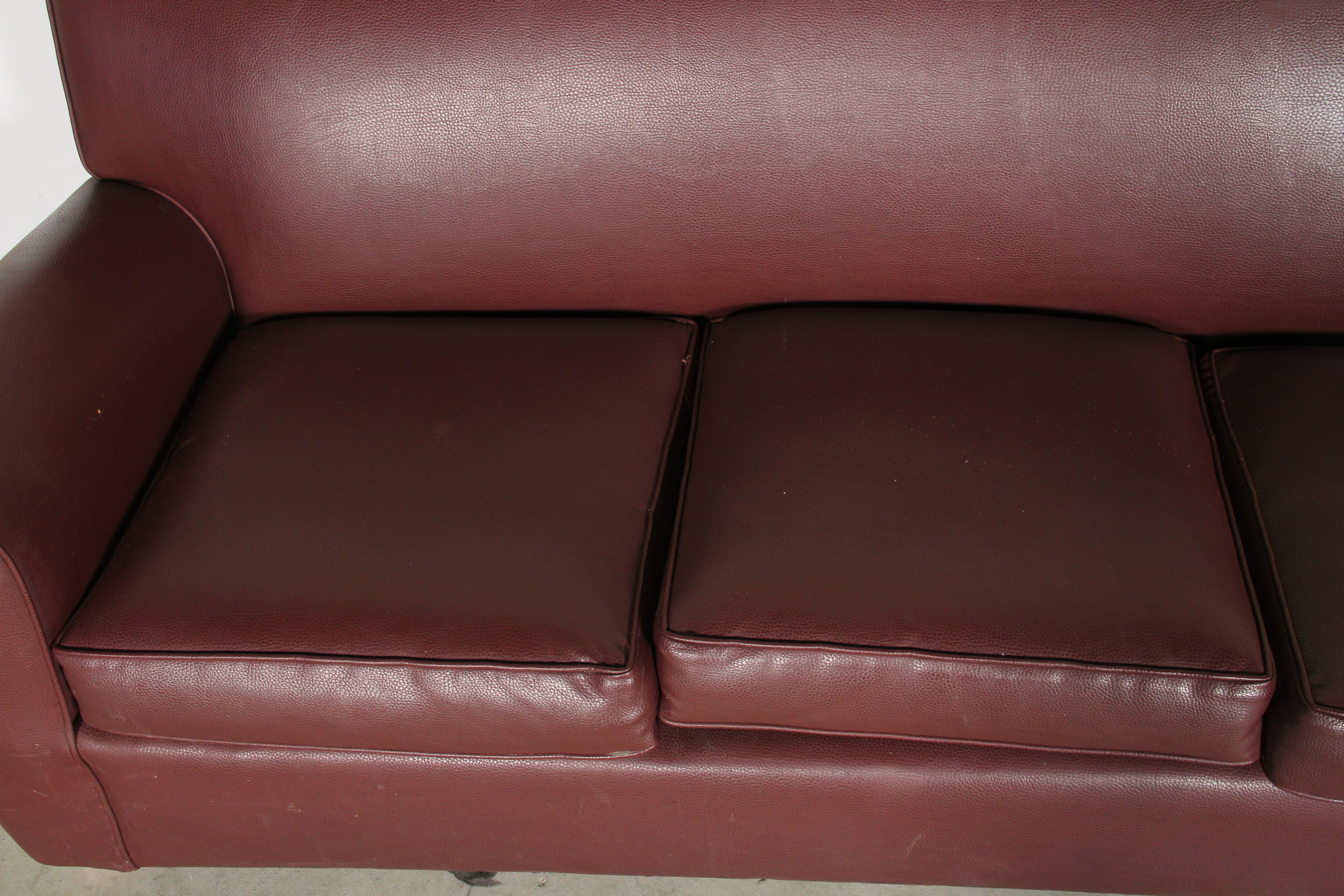 Edwards Furniture Maroon Leatherette Sofa